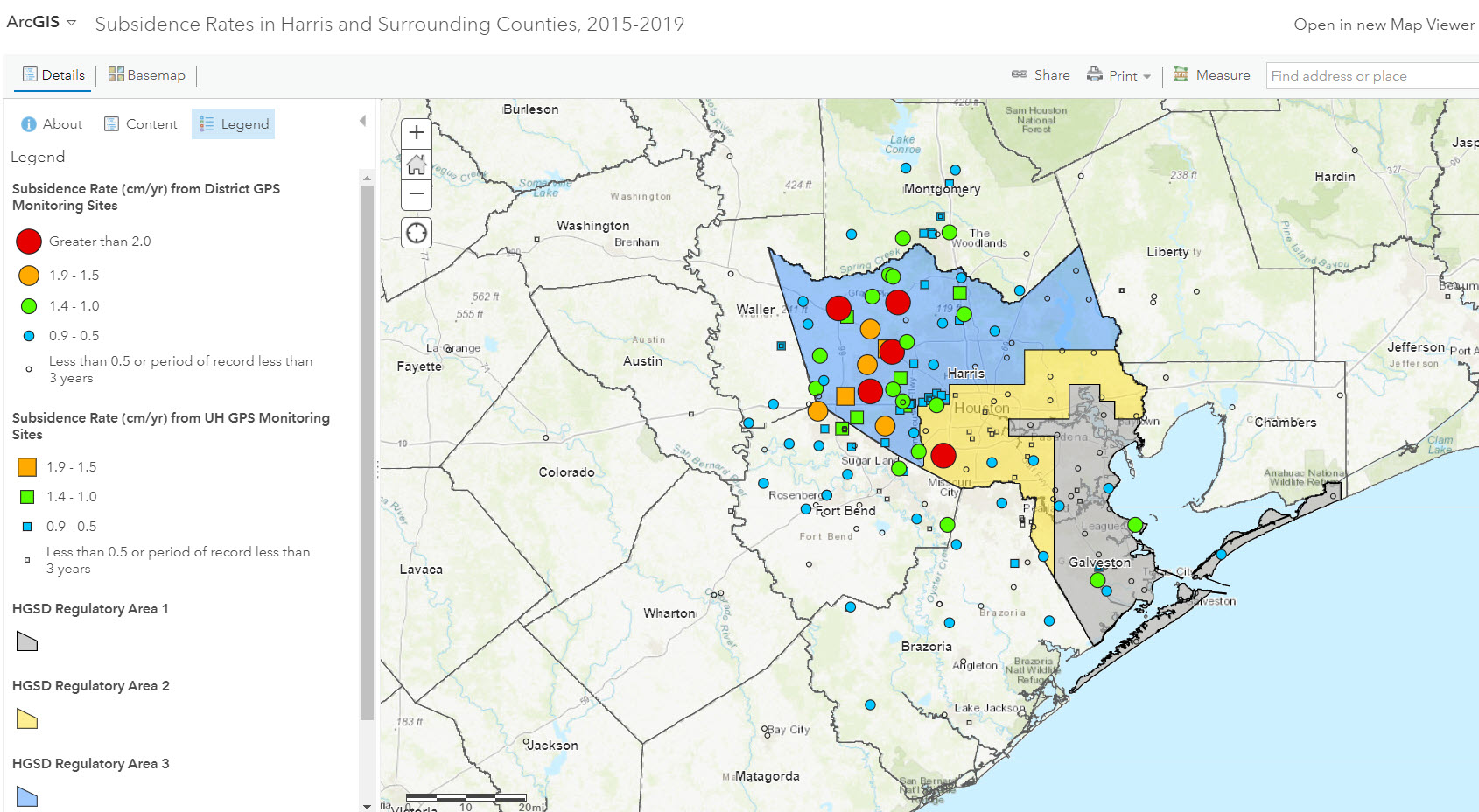 Subsidence Rates in Harris and Surrounding Counties
