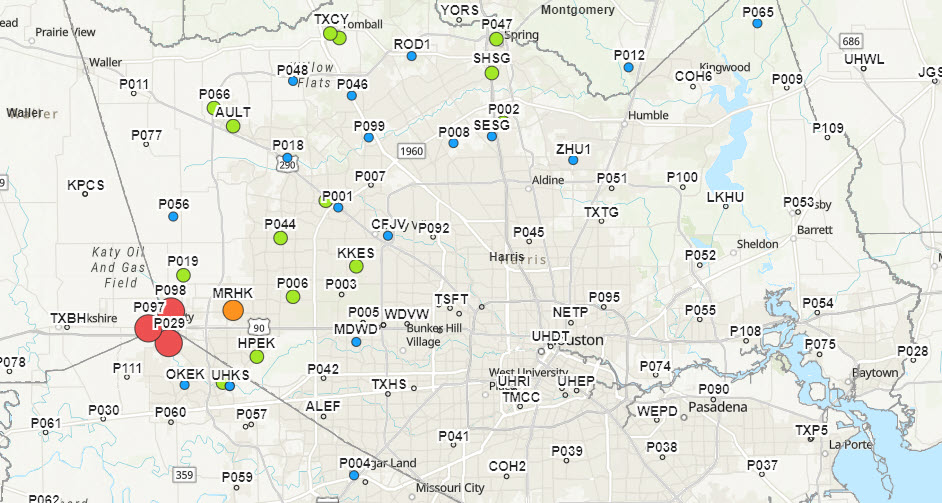 HGSD Interactive map showing Subsidence rates in Harris County