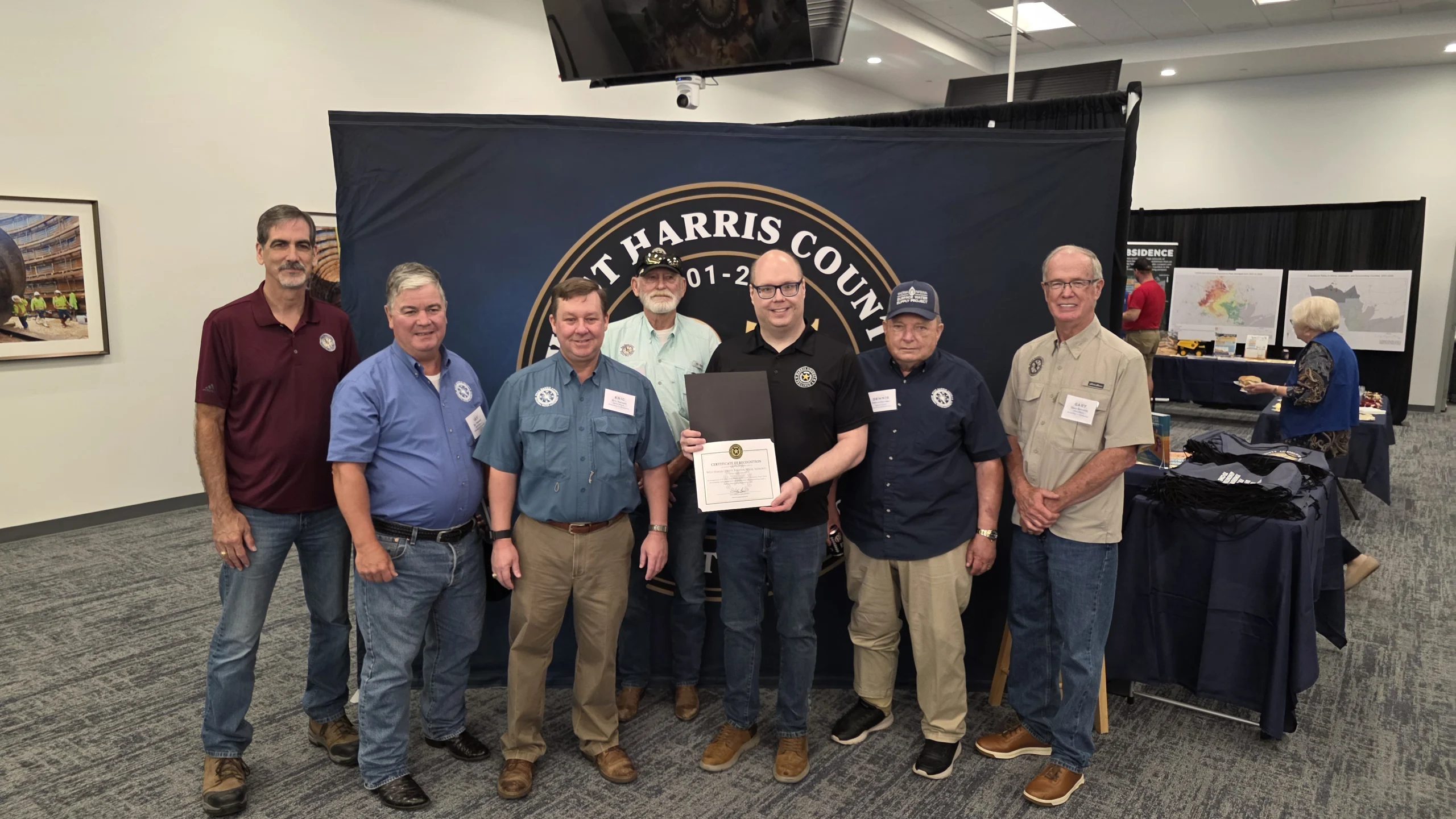 From left: WHCRWA Board members Michael Thornhill, Jay Wheeler, Eric Hansen and Larry Weppler; Dan Dmytryshyn, Harris County Precinct 4; and WHCRWA Board members Dennis Gorden and Gary Struzick.