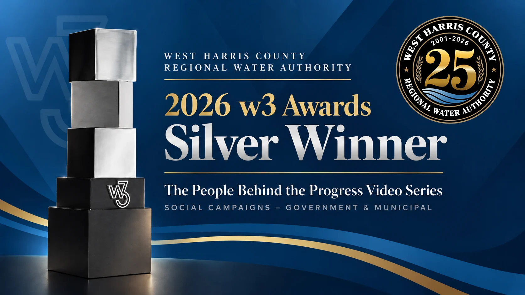WHCRWA’s 25th anniversary video series earns Silver recognition for Government & Municipal social campaigns at the 2026 w3 Awards.